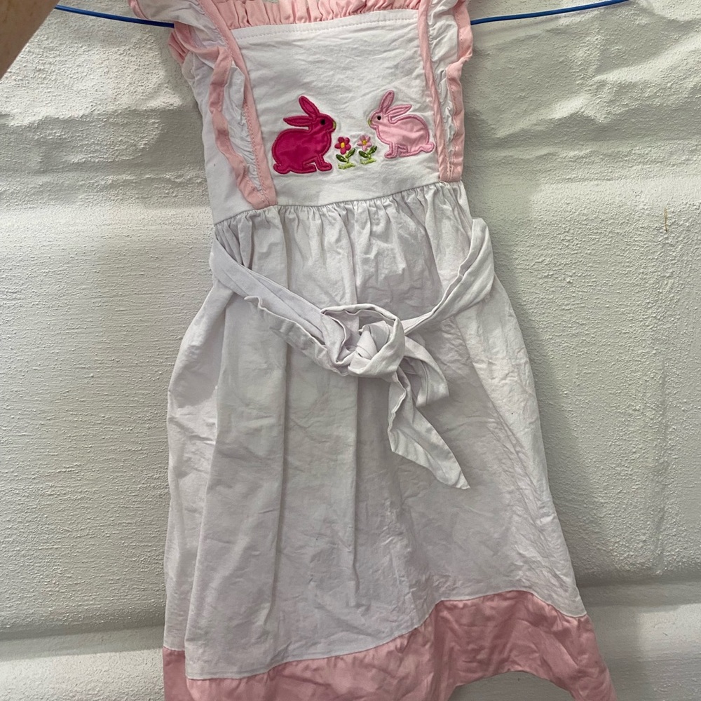 Lil Cactus 4T Easter white and pink bunny dress spring